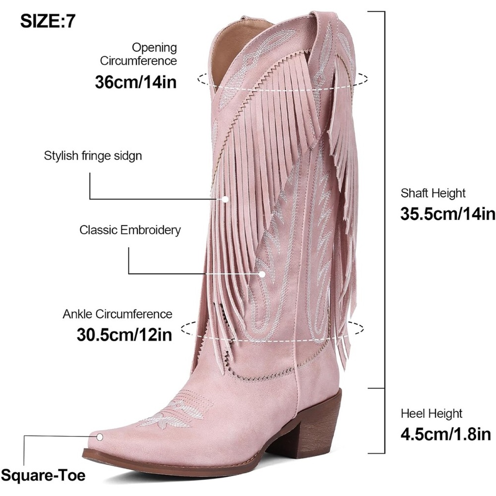 Pink Fringe Western Boots - Picture 4 of 8